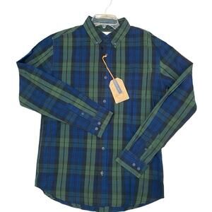 Weatherproof Vintage Men's Long Sleeve Green Plaid Button-Down NEW Size Medium